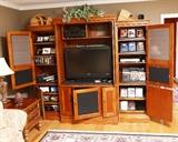 The Hooker entertainment center, open and showing all the compartments.
