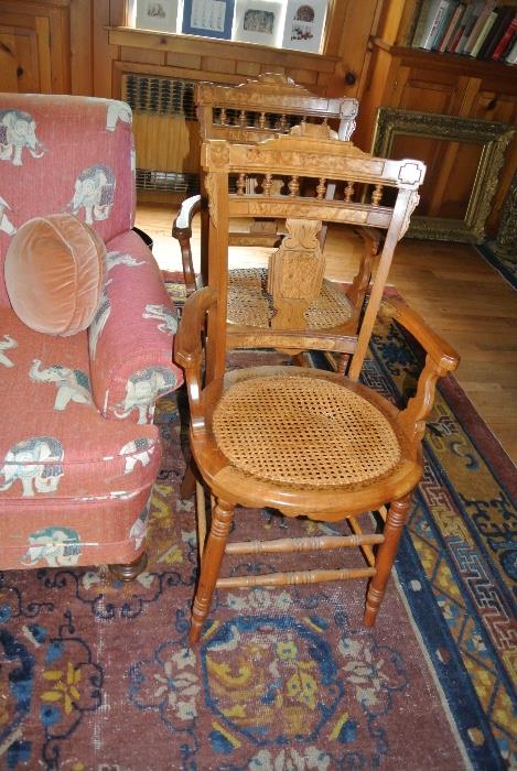 Pair of Carved Oak Victorian Chairs