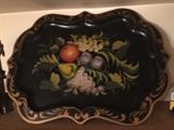 Stunning hand-painted large toleware tray
