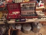 Large collections of silver plate as well as Sterling 