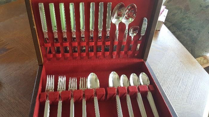 Silver flatware with chest