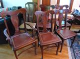 6 chairs, 5 are matching.  all in in good condition.  minor repair needed on a couple.