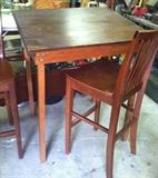 DRAFTING TABLE. 2 BAR STOOLS