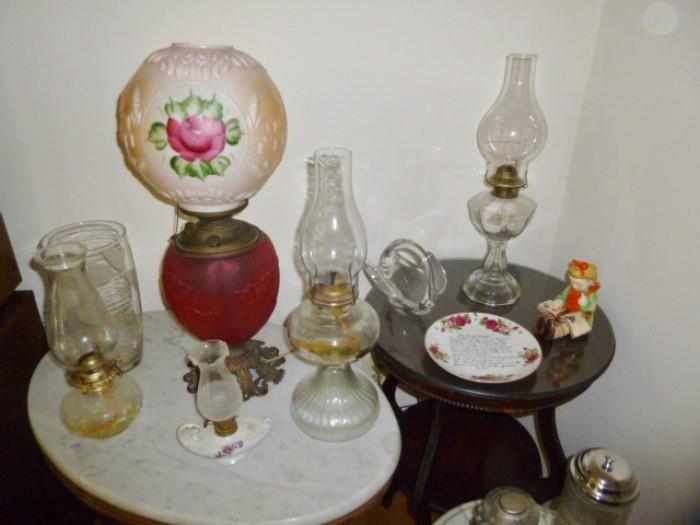 Hurricane, Oil, & GWTW Antique Lamps