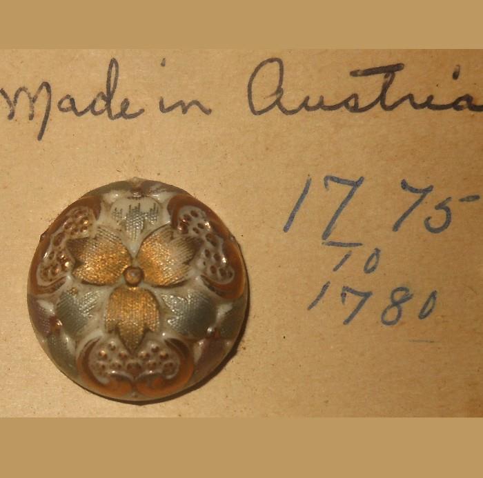 Another stunning button with hand written information stating that is was "made in Austria between 1775 and 1780"