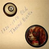 These are in deed Thread back buttons, the Spaniel is especially sweet.