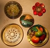 Celluloid Weeber type Buttons and small center button is Hand Painted