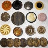 Large Coat Buttons and a set of Metal Buttons with a Lady with Fan with Cut Steel Trim