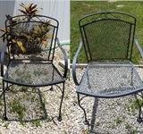 Pair of Matching Wrought Iron Lawn Chairs