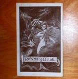 Fantastic Postcard Collection, "Refreshing Drink" showing a Hunter seeking a drink in a pond? and finding a Mermaid