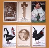 First Postcard is "Deep in Love"; A Deep Sea Diver with his Mermaid, Roosters are signed Bernhardt Wall