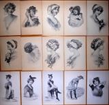 Antique Schlesinger Bros. Postcards; Beautiful Ladies