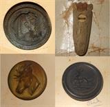 Old Metal Button with Egyptian Head, Horn Button, Deer Head and Running Deer Button