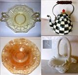 Nice Glassware and checkered teapot