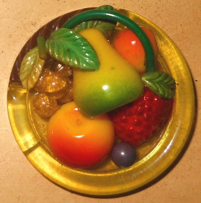 Large Celluloid Weeber Type Plastic Button with Luscious Fruit. There are thousands of gorgeous Antique and Vintage Buttons in this estate sale. Because of the enormous quantity we weren't able to photograph all of them. 