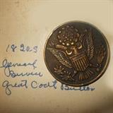 Large Old Metal Eagle Button with hand written note stating "1820s General Service Great Coat Button"