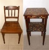 Old Chair and Faux Tile Table