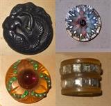 Large Mermaid Button with Great Detail and Vintage Glass and Celluloid Buttons