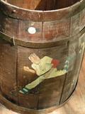 VINTAGE WOOD BARREL HAND PAINTED 