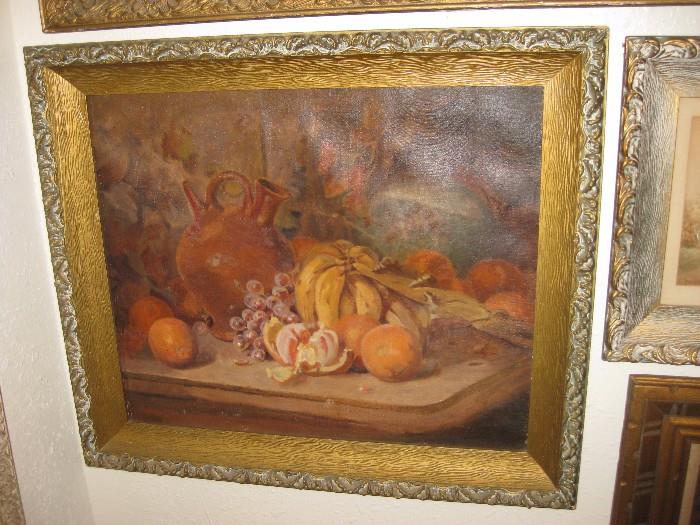 Still life oil painting late 1800's