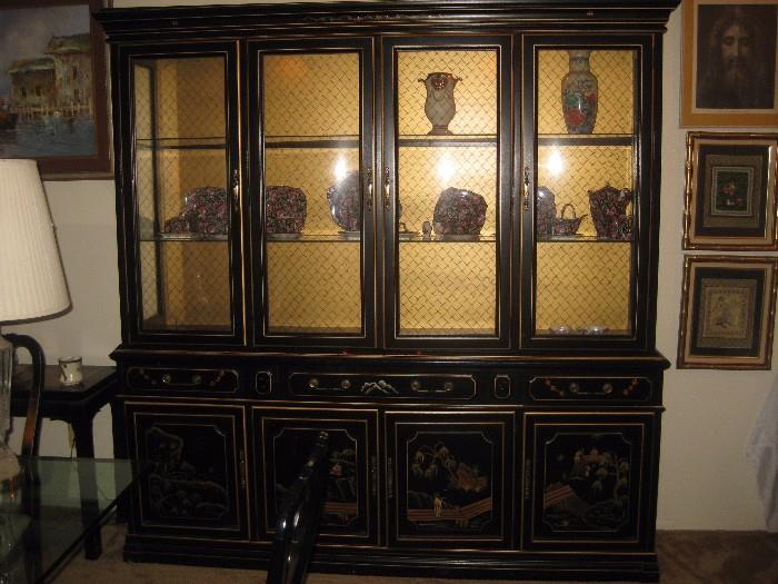 Asian style Lacquer China Cabinet