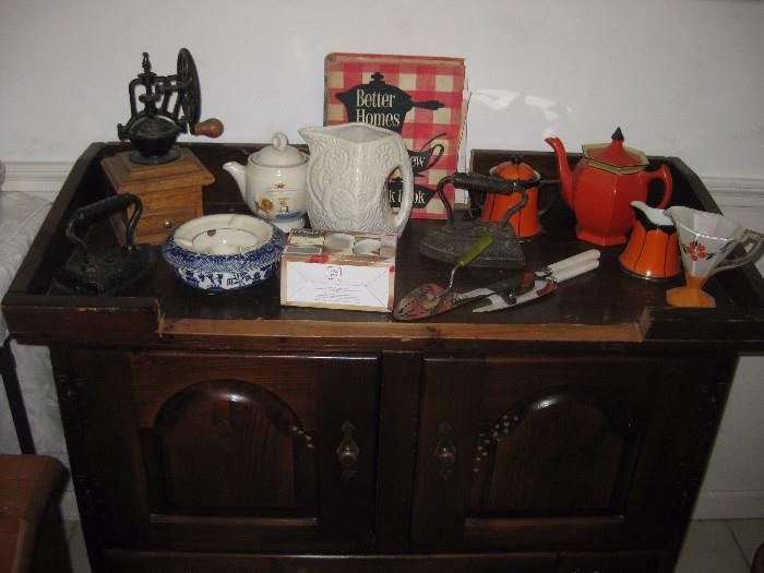 Vintage kitchen items, two sadirons ( one is Germany)