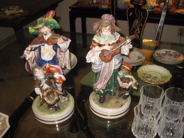 Made in Germany early 1900's large Porcelain Minstrel couple. 