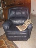 navy blue leather recliner