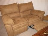 micro suede love seat with both sides that recline