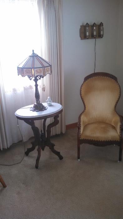 Victorian Chair & Marble Top Table