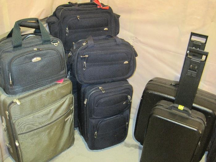 Soft and hard cases of Samsonite luggage.