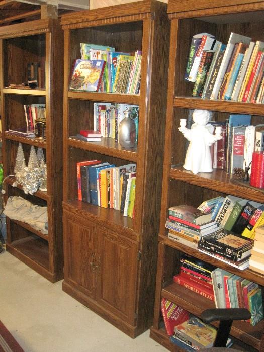 Bookcases and books.