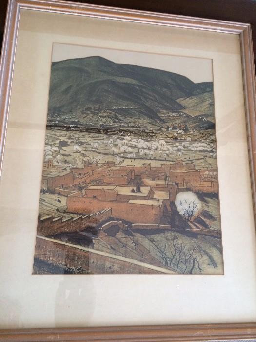 1 of Many Pieces of  1940's Framed Artwork