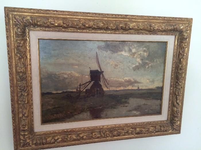 Gabriel, Paul Joseph Constantin(Dutch) Landscape w/Windmill, Oil on Canvas   11.5 X 18.5"