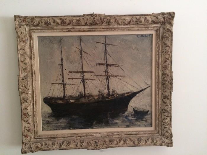 Scott, Benton, Francis (America) Ship Oil on Canvas 16"X20"