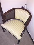 PECAN CHAIR WITH YELLOW STRIPE UPHOLSTERY