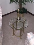 HEXAGON SHAPE GLASS TOP GOLD TABLE