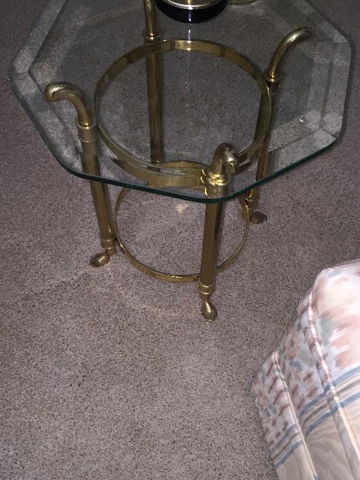 HEXAGON SHAPE GLASS TOP GOLD TABLE
