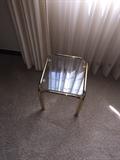 SMALL GOLD TABLE WITH GLASS TOP