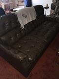 BROWN LEATHER SLEEPER SOFA