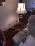 GLASS-TOP TABLE WITH LAMP