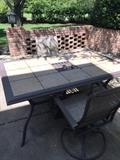 LARGE PATIO TABLE WITH TILE AND CHAIRS