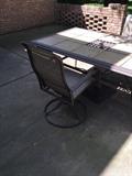LARGE PATIO TABLE WITH TILE AND CHAIRS