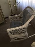 WHITE WICKER ROCKING CHAIR