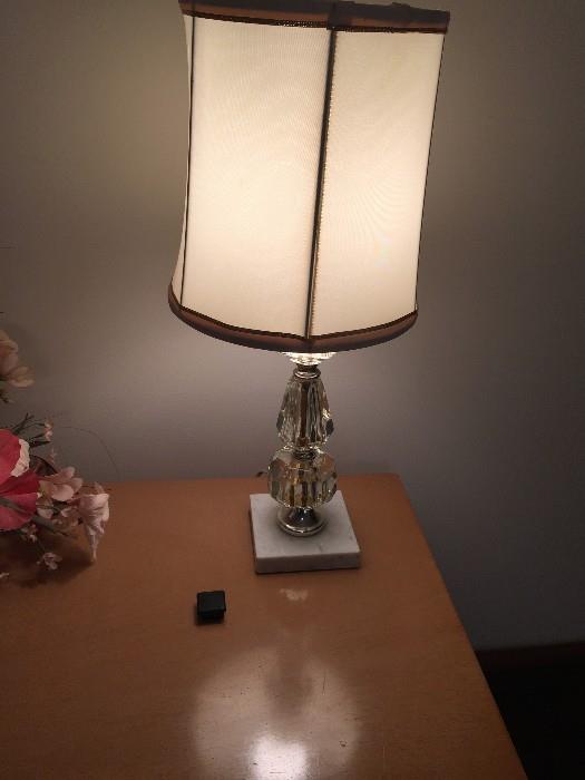 GLASS AND MARBLE LAMP