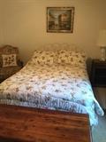 FULL SIZE BED WITH WHITE METAL HEADBOARD