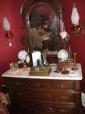 Fantastic Victorian era walnut and marble bedroom suite...