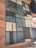 RECTANGULAR AREA RUG ( BLUE/GRAY/BROWN COLORS)