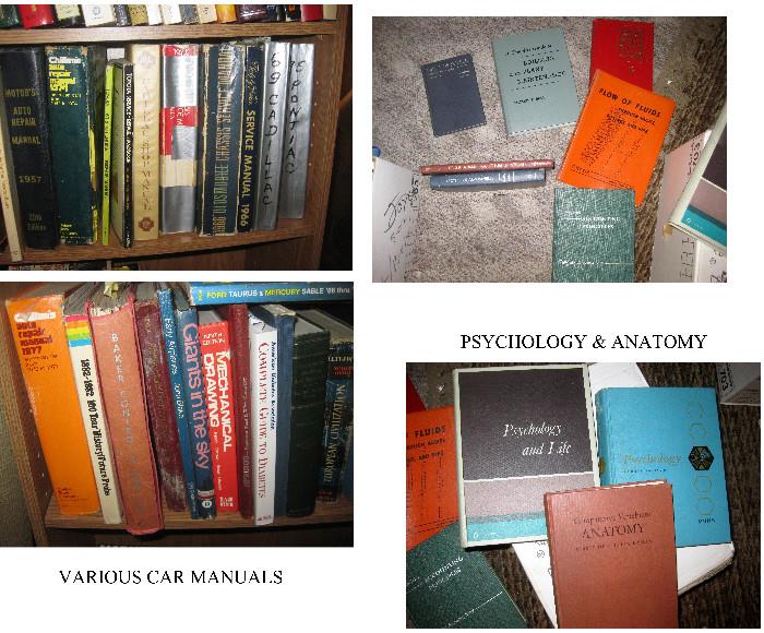 VARIOUS CAR MANUALS  AND PSYCHOLOGY AND ANATOMY BOOKS