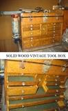 SOLID WOOD VINTAGE TOOL BOX